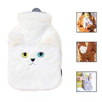 Yugust Hot Water Bottle with Fleece Cover, Premium Classic Rubber 2 Liter Hot Water Stuffed Bag for Hand Warmer Pain Ache Relief Hot Cold Therapy, Cat