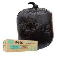 Reli. EcoStrong 55 Gallon Trash Bags (30 Count) Eco-Friendly Recyclable - Black Garbage Bags 55 Gallon - 60 Gallon Capacity - Made of Recycled Material - 50 Gal, 55 Gal, 60 Gal Compatible