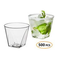Disposable Plastic Shot Glasses 2 oz - 500 Pcs Hard Plastic Clear Tequila Shot Glasses - Jello Shot Cups - Mini Dessert Cups - Bulk Drinking Cup Party Supplies for Wedding, Birthday & All Occasions