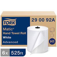 Tork Matic Advanced Paper Towel Roll H1, Paper Hand Towel 290092A, 100% Recycled Fiber, High Absorbancy, Medium Capacity 2-Ply, White - 6 Rolls x 525 ft