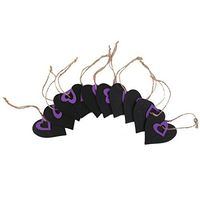 Pixnor 10pcs Mini Price Tag Heart Shape Hanging Wooden Blackboard Gift （Purple）