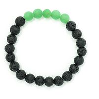Mana Vibes Lava Rock and Matte Green Aventurine Essential Oil Diffuser Bracelet, Unisex Essential Oil Jewelry, 8mm Beads