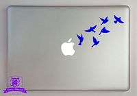 Overly Attached Decals Small Flock of Birds in Flight Vinyl Decal Sized to Fit A 11" Laptop - Blue