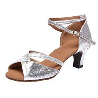 Cenglings Women's Peep Toe Latin Dance Shoes Female's Ballroom Salsa Dance Shoes Ballroom Dance Shoes Dancing Heels Sandals(Silver,38)