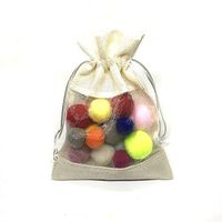 JaneOft 5x7 Inches 10PCS Drawstring Gift Bags, Burlap Bags See Through Window, Ivory