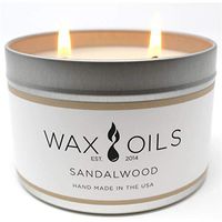 Wax and Oils Soy Wax Aromatherapy Scented Candles (Sandalwood) 16 ounces. Single