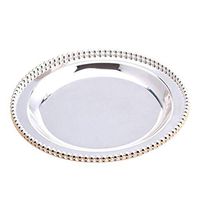QTKJ Round Heavy Metal Charger Plate Cake Plates Metal Wedding Birthday Party Dish Cupcake Plates (25CM Silver)