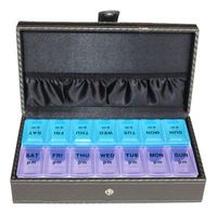 14 Day Pewter Carbon Fiber Pattern Storage Organizer Weekly Vitamins Travel Pillbox