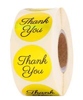 Thank you stickers Roll - Bulk 1000 Gold label Stickers - Large Round 1.5 inch size stickers-Bridal and Baby showers wedding favors-Personal and Business use - Thanks