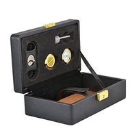 La Madera Cubana Leather Travel Cigar Humidor Includes Humidifier, Hygrometer, Syphone, Cutter, Brass Key and Lock By Usgifts (Black)