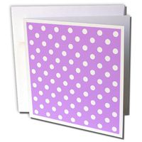 3dRose Purple and White Polka Dot Print - Greeting Cards, 6 x 6 inches, set of 12 (gc_20406_2)