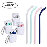 Reusable Collapsible Silicone Straws, Daletu 4 pcs Foldable Portable Drinking Straws with Carrying Case and Cleaning Brushes, BPA Free