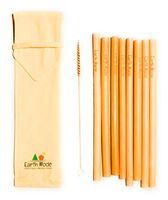 Earth Mode Reusable Bamboo Straws | Set of 8 Reusable Straws with Coconut Cleaning Brush and Travel Pouch| Biodegradable and Earth Friendly| Handcrafted Natural Reusable Bamboo Straws