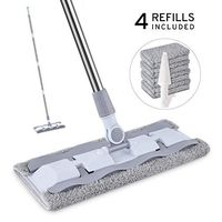 HOMTOYOU Microfiber Hardwood Floor Mop with 4 Washable Pads, 360 Rotation Dust Flat Mop with Ultra Long Stainless Steel Handle for Home/Office Floor Cleaning