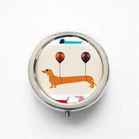 RhyNSky Dog Dachshund Puppy Wiener Dog Cute Animal Mini Portable Pocket Purse Pill Box Case Pillbox, 3 Compartments, Silvery, 52