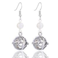 GIONO Tree of Life Pearl Openable Aromatherapy Essential Oil Diffuser Locket Lava Stone Earring Set