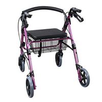 Standard Walkers Walker Aluminum Alloy Stable Leisure Seat Old Man Moving Seat Four-Wheeled Old Man Trolley Folding Portable Shopping Cart (Color : Purple, Size : 6168cm)