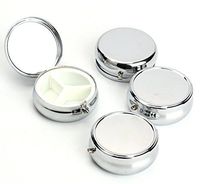Bekith Silver Pill Box Medicine Case for Pocket or Purse, Set of 4