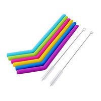 CH 6pcs/Set Mix Color Straws Silicone Drinking Party Bent Bending Reusable Straws