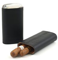 Andre Garcia Horn Collection Florence Black Leather 3 FingerCigar Case with Buffalo Horn Accent
