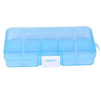 Tuscom 10 Slots Adjustable Plastic Storage Box,for Jewelry Earing Craft Organizer Bead,5.11"x2.55"x0.86"(3 Colors) (Blue)