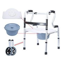 LBYMYB Four-Legged Walker for The Elderly Four-Legged Cane Sitting Bath Board + Potty + Casters Stainless Steel Auxiliary Walker Wheelchair