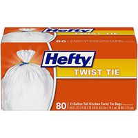 Hefty Twist Tie Tall Kitchen Trash Bags, Unscented, 13 Gallon, 6 Packs of 80 Count (480 Total)