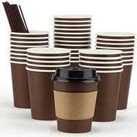 Coffee Cups, 100 Packs 12 Oz Disposable Coffee Cups, Paper Coffee Cups With Lids Straws and Sleeves, Disposable Coffee Cups With Lids 12 Oz, To Go coffee Cups From Eupako