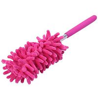 Extendable Microfiber Hand Duster, Straight Feather Duster, Telescopic Pole Microfiber Duster, Telescoping Handle Flexible Bendable Washable (Hot Pink)