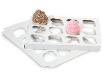 Cupcake Holder Inserts - Cupcake Holder 13-15/16x9-15/16x7/8 Holds 12 - White/Kraft Rev Insert - (100 Per Pack) - WRAPS-CCHR12