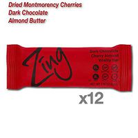 Zing Plant-Based Protein Bar | Dark Chocolate Cherry Almond, 12 Count | Montmorency Cherries | 11g Protein and 9g Fiber | Vegan, Gluten-Free, Non-GMO | Created by Professional Nutritionists