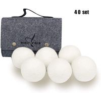 Woolous 40 Set Wool Dryer Balls Organic XL 6 Pack, Premium New Zealand Non-Toxic Laundry Dryer Ball,Handmade Reusable Natural Fabric Softener,Reduce Wrinkles,Saves Drying Time Felted Eco Dryer Ball