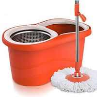 JTKDL Spinning Press Dry Spinning Mop Stainless Steel Deluxe 360 Spin Mop & Bucket Floor Cleaning System Included Adjustable Handle and 2 Microfiber Mop Heads