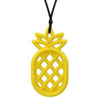 Sensory Chew Necklace for Boys and Girls - Oral Motor Aids Silicone Chewy Pendant Jewelry for Autism ADHD SPD Teething Biting with Special Needs Kids Adults - Pineapple Teether Toys (Yellow)