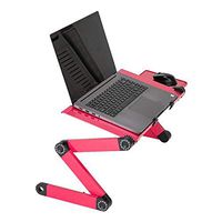 Cosway 360-Degree Rotation Aluminum Notebook Computer Laptop Desk 48 x 26cm Portable Home Use Assembled Folding Table (Rose Red)