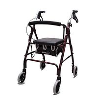 Drive Walking Aids 4 Wheels Foldable, Rollator Walker with Double Brake System, Medical Rolling Walker Height Adjustable Used for Seniors Walking,Red