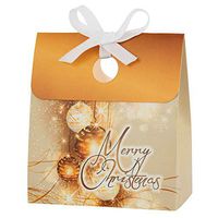 Create A Box Treat Bags for Kids | 12 Mini Treat Boxes Per Pack | Gold Ball Ornaments with Tree Themed | Merry Christmas Party Favors for Boys & Girls | Fill with Your Treats & Gifts