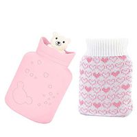 Hot Water Bottle Environmental Protection Silica Gel Cartoon Hot Water Bottle Mini Hand Warmers Water Injection Warm Baby Warm Water Bag,Pink