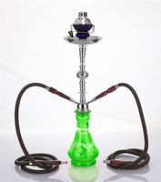 2 hose 23" Nor Green Hookah Shisha Nargila water glass vase pipes smoke sale