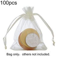 100 Pieces Organza Gift Bags Drawstring Pouches Candy Jewelry Party Favor Bags Beige