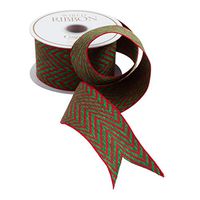 Caspari Red & Green Herringbone Ribbon - Three 24 Ft. Spools