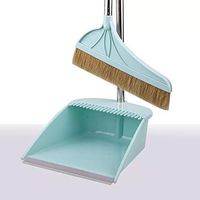 Ainia Broom and Dustpan Set 90cm 80cm with Combs for Hair Removal Home Kitchen Room Office Lobby Floor Use Upright Stand up,Blue