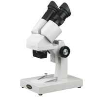 AmScope SE204-A Portable Binocular Stereo Microscope, WF10x Eyepieces, 20X Magnification, 2X Objective, LED Lighting, Reversible Black/White Stage Plate, Arm Stand