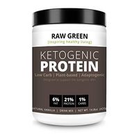 Raw Green Ketogenic Protein with Coconut Oil MCT | Nutritional Keto Shake | Low Carb High Fat || Vanilla Flavor (420grams)