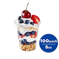OTOR 100 Count 8oz Clear Plastic Ice Cream Cups, Parfait Cup