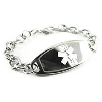 Medical Alert Bracelet for Women, Custom Engraved Medic ID, Steel 6mm O-Link Chain - White, Free ID Card | Wrist Size 8.5 Inch