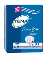 Tena Disposable Ultra Stretch Tab Closure Heavy Absorbency Incontinent Brief Medium 33-52 Inch Waist / Hip PK/36 White