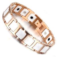 Rose Gold Tungsten Carbide Ceramic Magnetic Therapy Germanium Health Link Bracelet Men Women