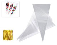 Ace Select Sweet Bags 100 Pieces Cone Bags Transparent Treat Bags with Twist Ties for Valentine Chocolate
