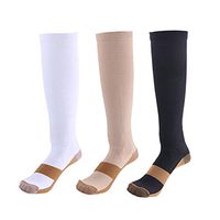 HCMY 3Pairs Compression Socks 15-20mmHg Stockings High Women Knee Men Toe Calf
